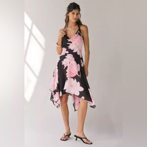 UO Kimchi Blue Camilla Cowl-Neck Halter Hanky Hem Midi Dress